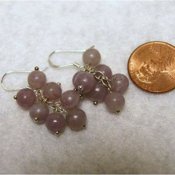 Handmade Lilac Stone & Sterling Silver Earrings - Picture 3 of 5